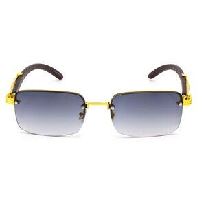 Men Sunglasses Black Lens Rimless Fashion‎ Retro Shades Gold Metal Lentes Gafas
